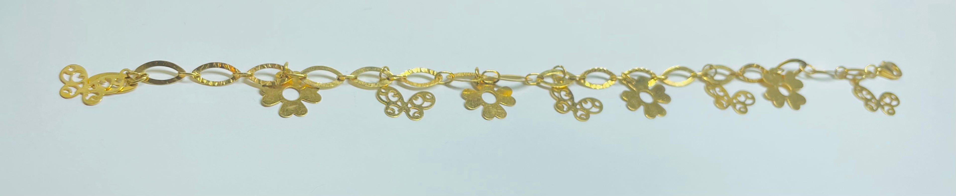 Vackert damarmband, 21 karat guld, väger 6 gram, 19 cm långt, justerbart tack vare sina länkar.